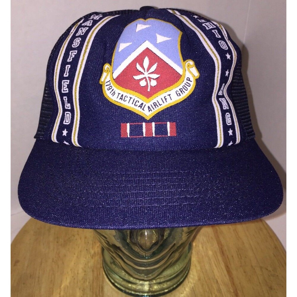 VTG MANSFIELD OHIO ANG 179th Tactical Airlift Group 80s Trucker Hat Cap Snapback